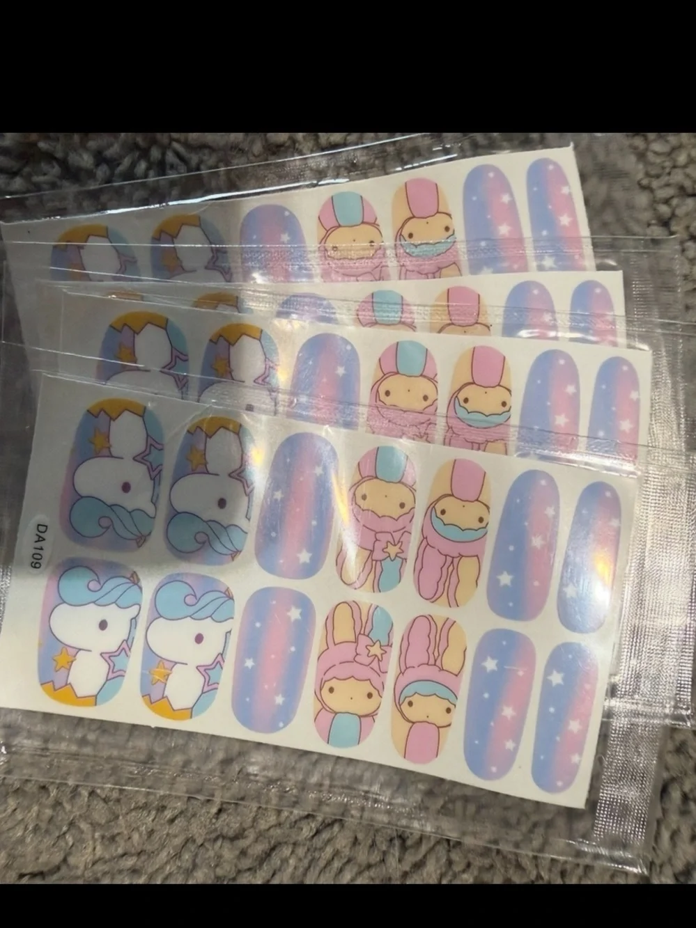 $2 Pastel Unicorn & Bunny Nail Sticker Wraps $2 WITH ANY $10 ORDER OR MORE